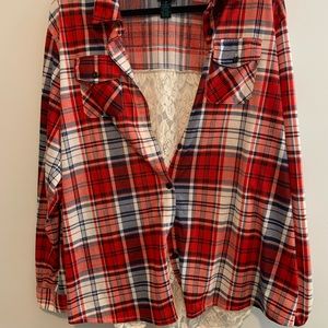 Lace Backed Flannel Shirt